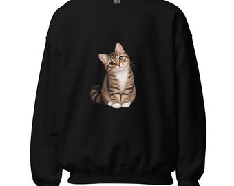 Felpa con gatto tigrato ad acquerello / Regalo per gli amanti dei gatti