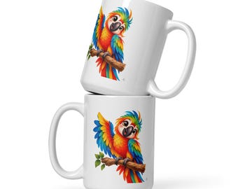 Tazza con pappagallo ara ad acquerello – Un regalo colorato per gli amanti degli uccelli