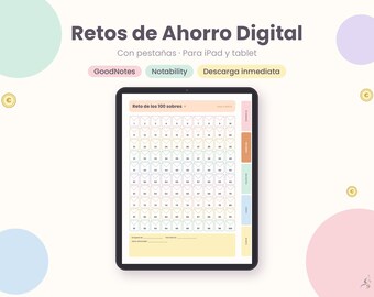 Retos de Ahorro Digitales para iPad, Reto 52 Semanas, 100 Sobres, Mes sin Gastos, Reto 1000 e, GoodNotes con Pestañas