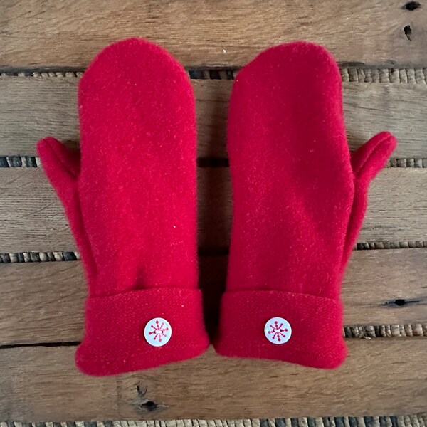 Sweater Mittens - Warm & Soft! Bright Red Upcycled Wool Winter Sweater Mittens! Women's - Fleece Lined - Repurposed! Eco Fashion