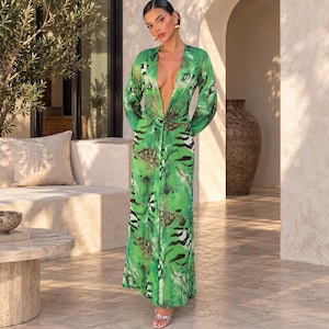 Green Snake Print Dress