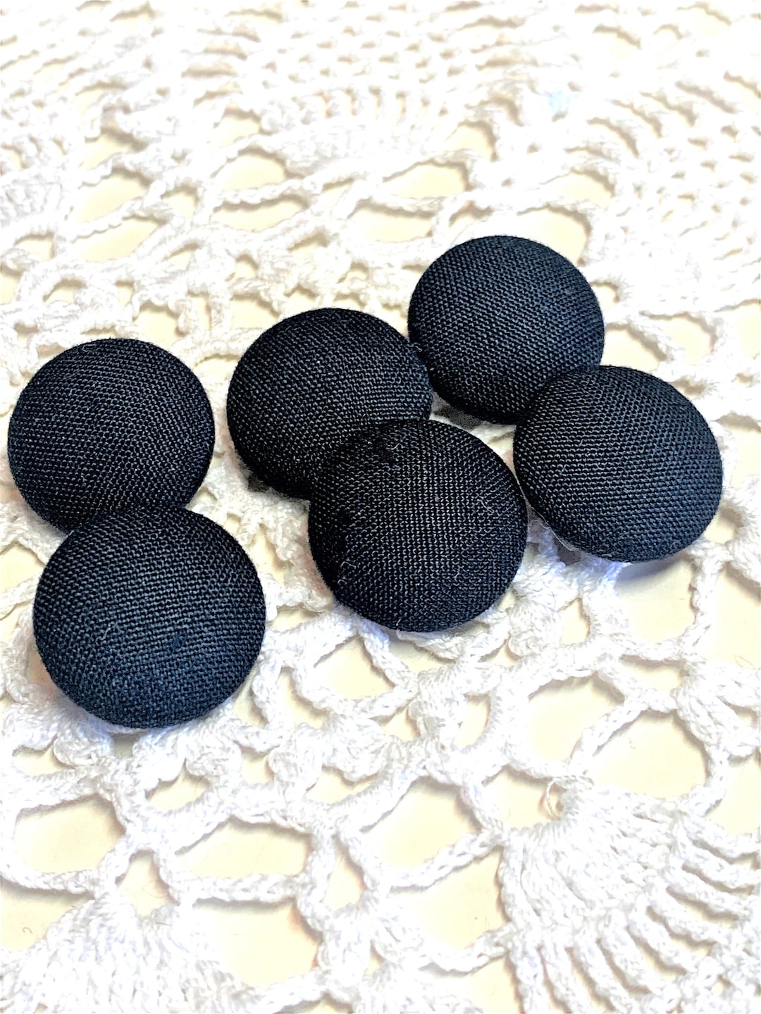 Black - 1.5cm Handmade Fabric Button Set Small 34 main image 0