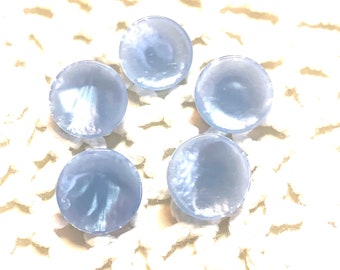 7/16" of 5  Blue Pearlescent Vintage Shank Style Buttons