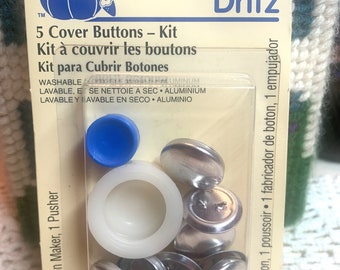 5 of 3/4 in. Dritz "Cover Your Own" Button Kit, Instructions Included ~ 1.9cm NIP