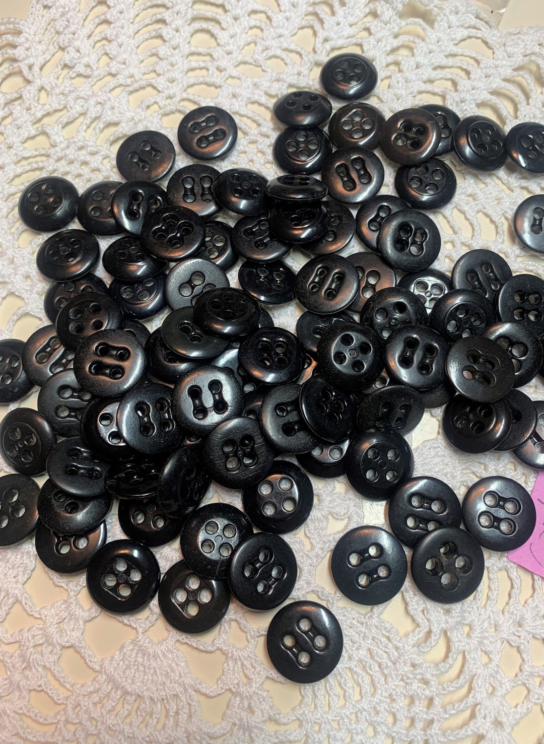 102 Vintage Black Trouser Buttons: 9/16