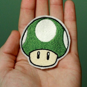 1 UP MUSHROOM--Nintendo Throwback Customizable Embroidered Iron-on Mario Patch