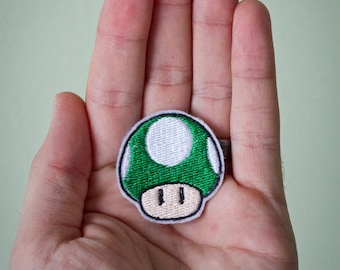 Tiny 1 Up Mushroom -- Tiny Nintendo Embroidered Iron-on Mario Patch