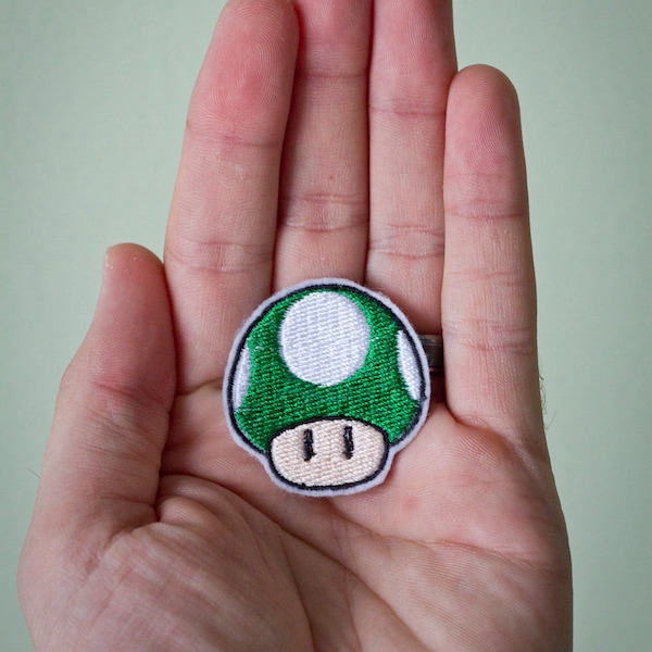 Tiny 1 Up Mushroom -- Tiny Nintendo Embroidered Iron-on Mario Patch