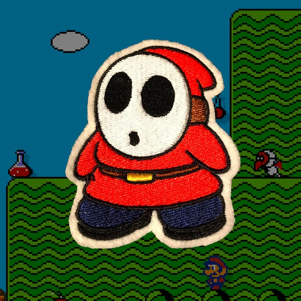 Shy Guy -- Iron-on Nintendo patch from Mario Brothers NES game