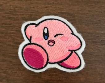 Kirby Winking -- Iron-on Nintendo patch from Kirby NES game