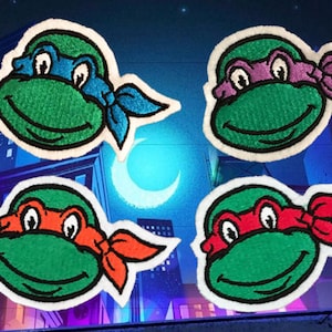 Teenage Mutant Ninja Turtles - Entire Team Group Pack - Embroidered Iron-on Patch each patch is 3.5” wide, 2.25” high