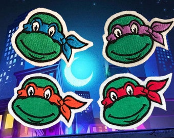 Teenage Mutant Ninja Turtles - Entire Team Group Pack - Embroidered Iron-on Patch each patch is 3.5” wide, 2.25” high