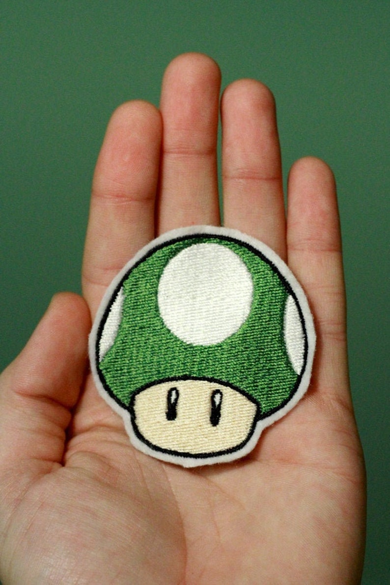 1 UP MUSHROOMNintendo Throwback Customizable Embroidered Iron-on Mario Patch image 1