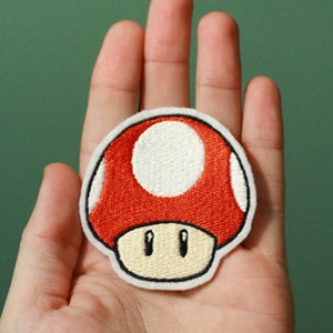 SUPER MUSHROOM --Nintendo Throwback Customizable Embroidered Iron-on Mario Patch