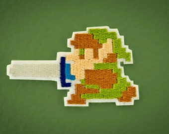 Link with Sword -- Zelda Throwback Embroidered Iron-on NES Nintendo Patch