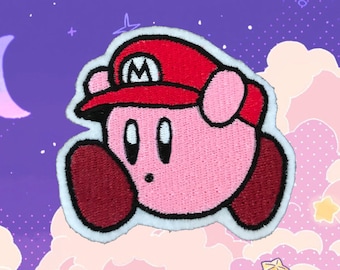 Kirby with Mario Hat - Iron-on Nintendo patch