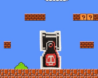 8-bit Bill Blaster Embroidered Iron-on Patch from the Original Mario Brothers NES Video Game
