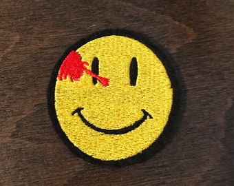 Watchmen Symbol - Iron-on Embroidered Smiley Face Patch