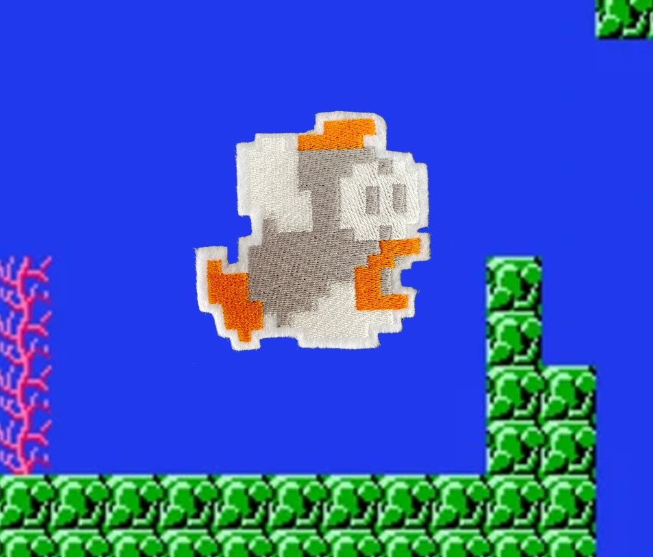 8-bit Blooper Embroidered Iron-on Patch From the Original Mario ...