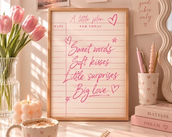 Coquette Wall Art: Sweet Words, Soft Kisses (Digital Download)