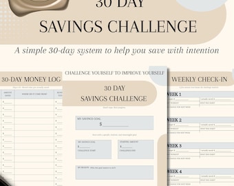 30-Day Savings Challenge Printable | US Dollar Budget Tracker (Digital Download)