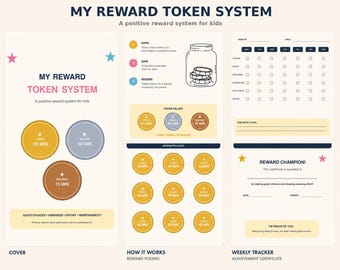 Kids Reward Token System, Visual Chore Chart, Screen Time Coupons (Digital Download)