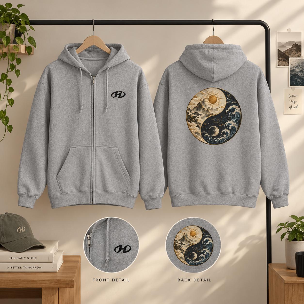 Sun and Moon Zip Hoodie - Etsy