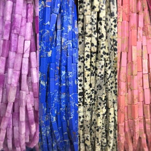 4x13mm Natural Square Tube Gemstone Beads, Jasper Rectangular Loose Beads for Jewelry Making, Bracelet Necklace Supplies,Wholesale Beads