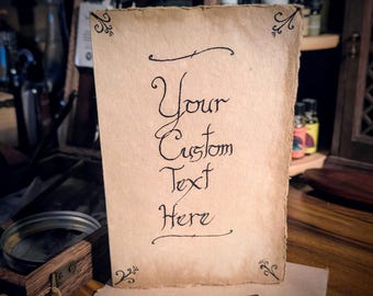 Personalized Handwritten Calligraphy Card on Deckled Paper with Filigree
