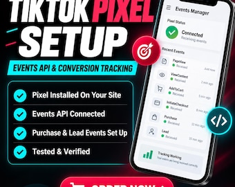 TikTok Pixel Setup | Events API Installation, Conversion Tracking, Purchase & Lead Event Setup (Digital Service)