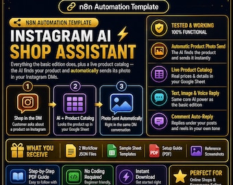 Instagram AI Chatbot & Shop Assistant | Auto-Sends Product Photos | n8n Ecommerce Automation Template (Instant Download)
