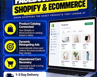 Facebook Ads for Shopify | Product Catalog Setup, Dynamic Ads, Abandoned Cart Retargeting for Ecommerce Stores (Digital Service)
