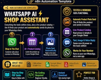 WhatsApp AI Chatbot & Shop Assistant | Auto-Sends Product Photos | n8n Ecommerce Automation Template (Instant Download)