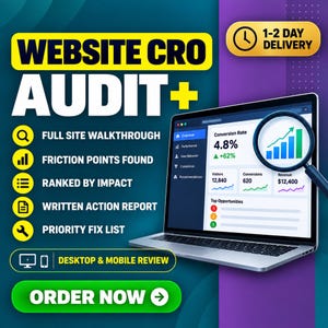 Website Conversion Rate Audit | Full Site Review, Friction Points Found, Actionable Report (Digital Service)