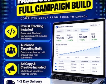 Facebook Ads Setup | Meta Ads Campaign Creation, Pixel Installation, Audience Targeting, Ad Copy & Creative (Digital Service)