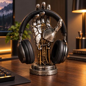 Gamingcontrollerhouder, robothandhouder, sciencefiction bureau-organizer, telefoonhouder, bureauaccessoire voor gamers, decoratie voor de gamekamer, technisch kerstcadeau