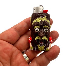 Old Man Tree, One Of A Kind, mini lighter case, Fit's small Bic lighter, reusable