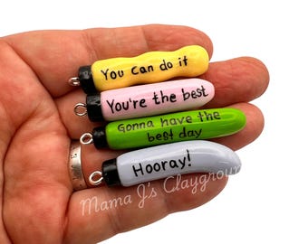 Positive Vibes, Polymer Clay, UV Resin, A Tiny Little Friend Set Of 4 RTS