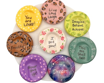 Inspirational Worry Stone Polymer Clay, UV Resin, Palm-Sized Calming Friend