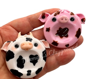 Cow OR Pig Worry Stone Polymer Clay, UV Resin, Palm-Sized Calming Friend