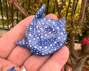 Whale Shark Worry Stone Polymer Clay, UV Resin, Palm-Sized Calming Friend RTS