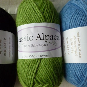 15% off Retail Classic Alpaca by The Alpaca Yarn Company, 100 Percent Baby Alpaca, DK weight 50 gm