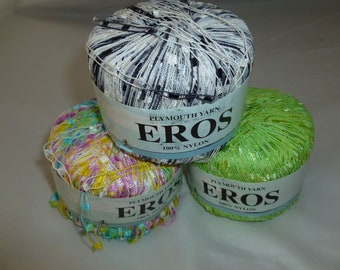 Eros, Eros Glitz, Eros II by Plymouth Yarn, Ribbon Yarn, Railroad Ribbon