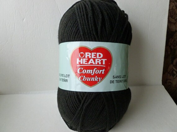 Black Comfort Chunky Yarn By Red Heart Etsy