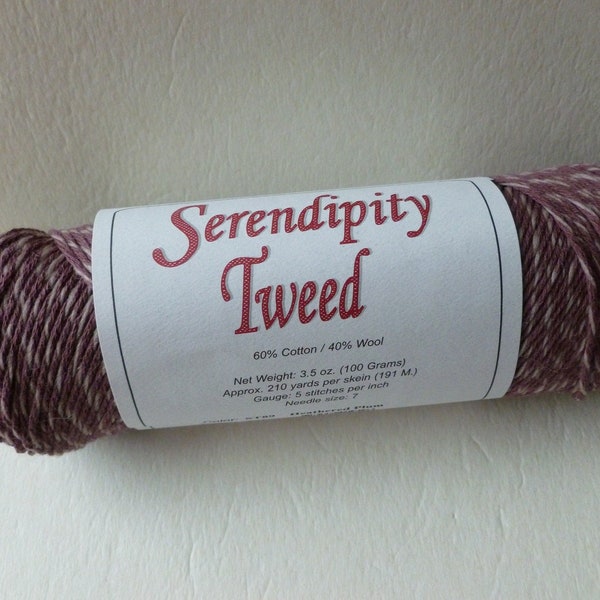 Heathered Plum Serendipity Tweed Yarn by Brown Sheep Company, Cotton Wool Blend