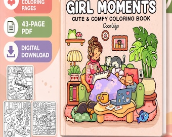 Girl Moments Kleurboek, 39 Cozy Girl Kleurplaten, Hygge & Self-Care Printbare PDF