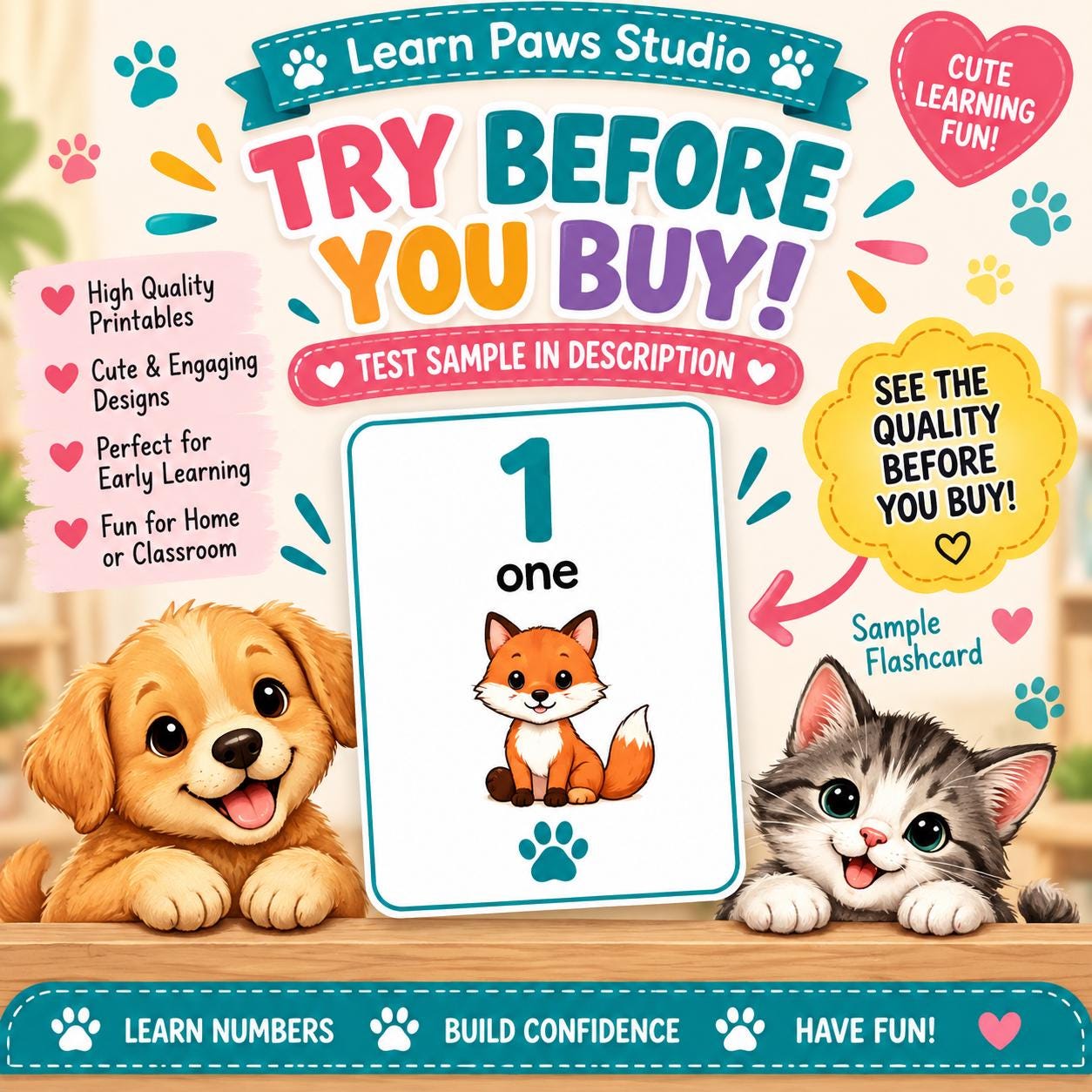 Flash Cards Printable | Toddler Learning, Animal Number Flashcards 1-20 | Preschool Counting Learning (Digital PDF)