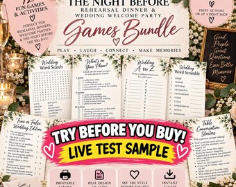 Rehearsal Dinner Games Bundle, Wedding Welcome Party Activities (Digital Download)