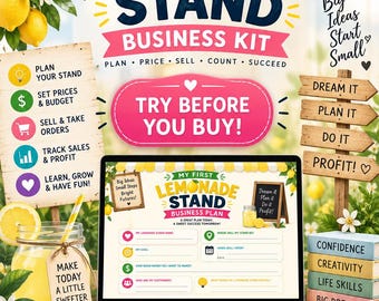 Kit d'entreprise pour enfants (stand de limonade), ensemble d'activités entrepreneuriales (téléchargement numérique)
