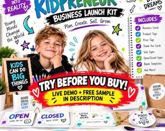 Kidpreneur Business Planner Spreadsheet | Kids Business Kit Excel Google Sheets | Profit Sales Expense Tracker